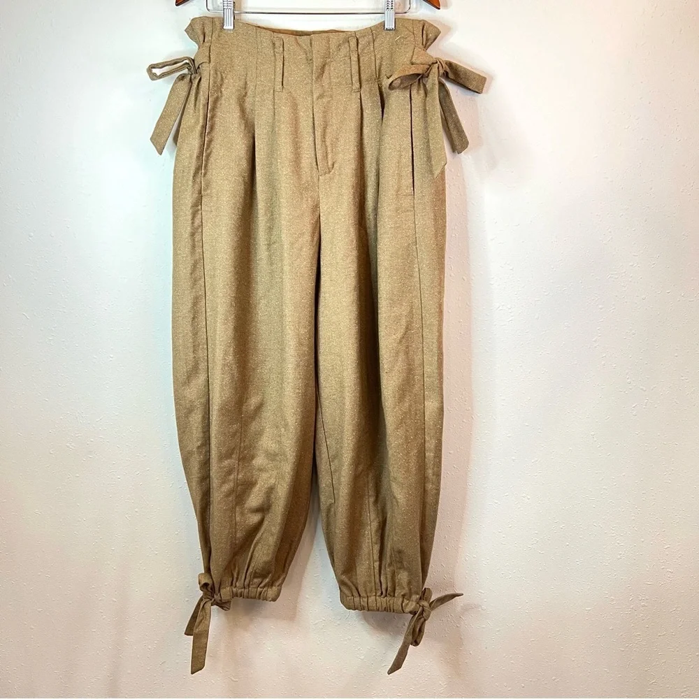 Free People Paperbag Ties High Waist Tan Women’s Pants Size Medium NWT